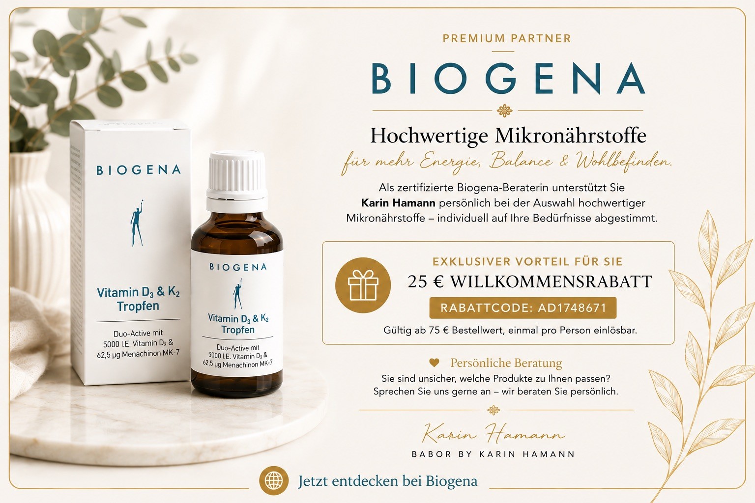 Biogena Mikronährstoffe bei BABOR by Karin Hamann in Hamburg - hochwertige Nahrungsergänzung zur Unterstützung von Gesundheit, Wohlbefinden und Hautpflege.