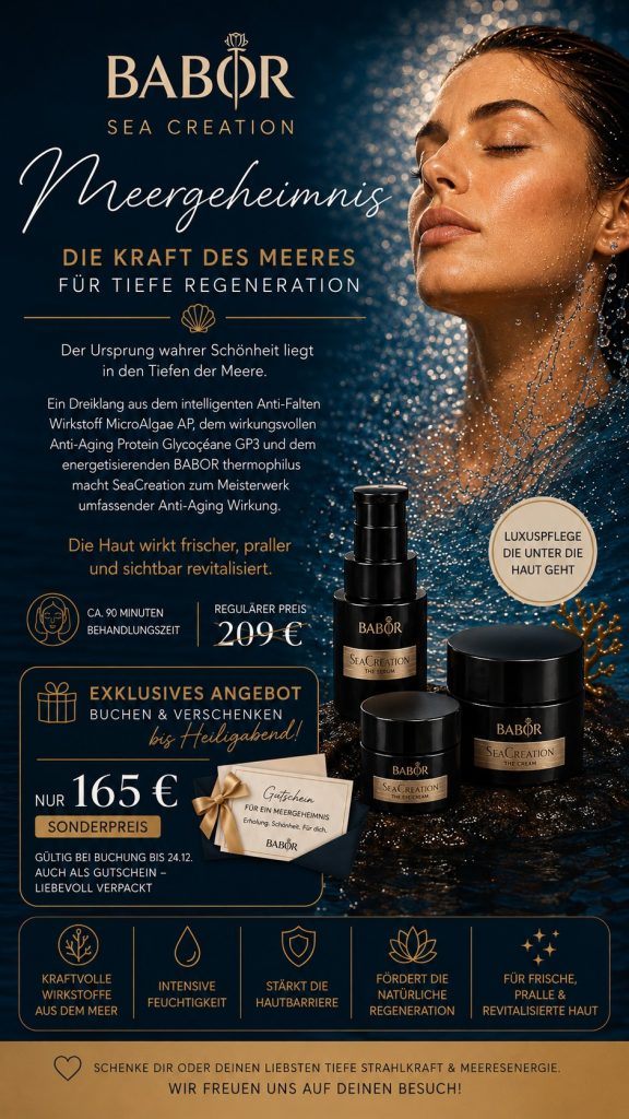 BABOR Sea Creation Meergeheimnis: luxuriöse Gesichtsbehandlung mit Sea Creation Serum, Eye Cream und Cream – 90 Minuten zum Sonderpreis von 165 € bis 24.12.2026