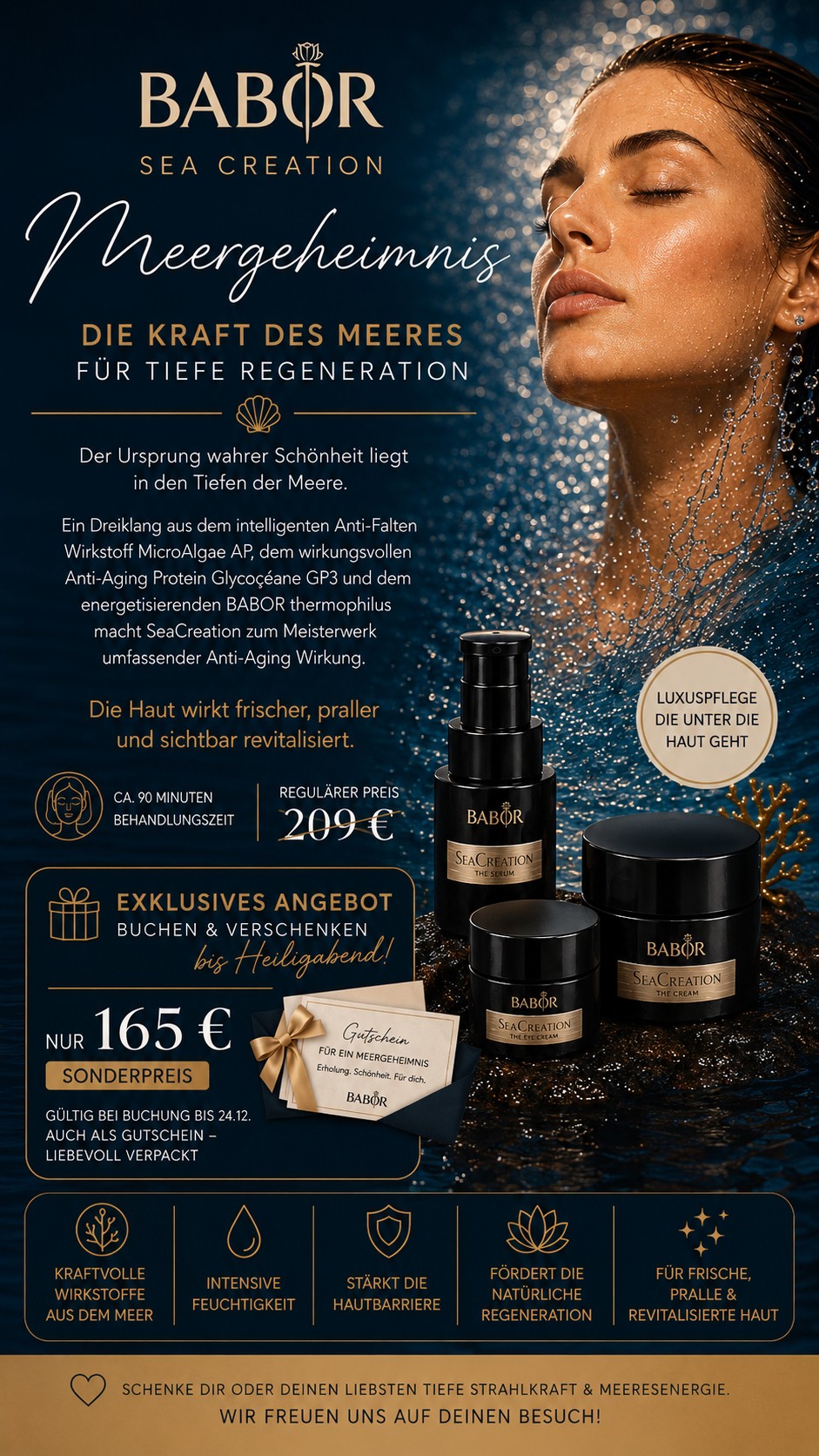 BABOR Sea Creation Meergeheimnis: luxuriöse Gesichtsbehandlung mit Sea Creation Serum, Eye Cream und Cream – 90 Minuten zum Sonderpreis von 165 € bis 24.12.2026